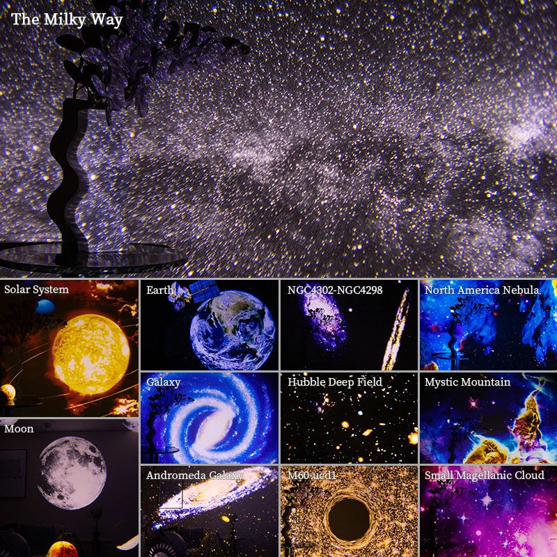 12-in-1 Galaxy Star Light Projector | 360° Rotate Planetarium Lamp for Kids & Adults