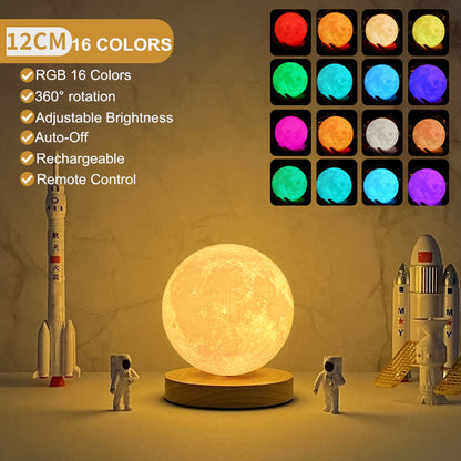 3D Rotating Moon Lamp - Magnetic Floating Effect Night Light