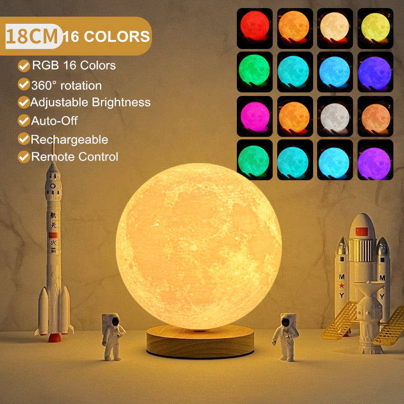 3D Rotating Moon Lamp - Magnetic Floating Effect Night Light