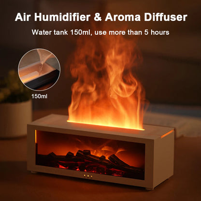 Cozy Glow: 3D Flame Aromatherapy Diffuser & Humidifier with Remote Control