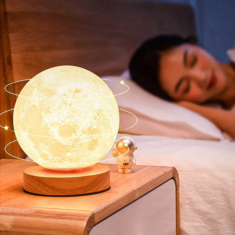 3D Rotating Moon Lamp - Magnetic Floating Effect Night Light