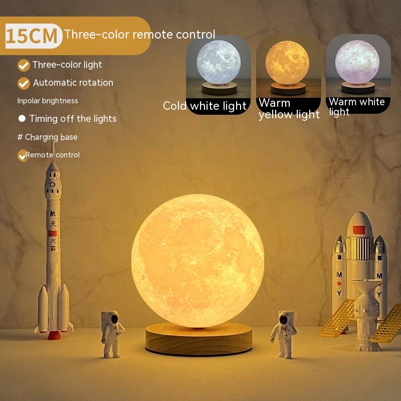 3D Rotating Moon Lamp - Magnetic Floating Effect Night Light