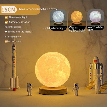3D Rotating Moon Lamp - Magnetic Floating Effect Night Light