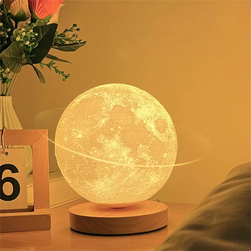 3D Rotating Moon Lamp - Magnetic Floating Effect Night Light