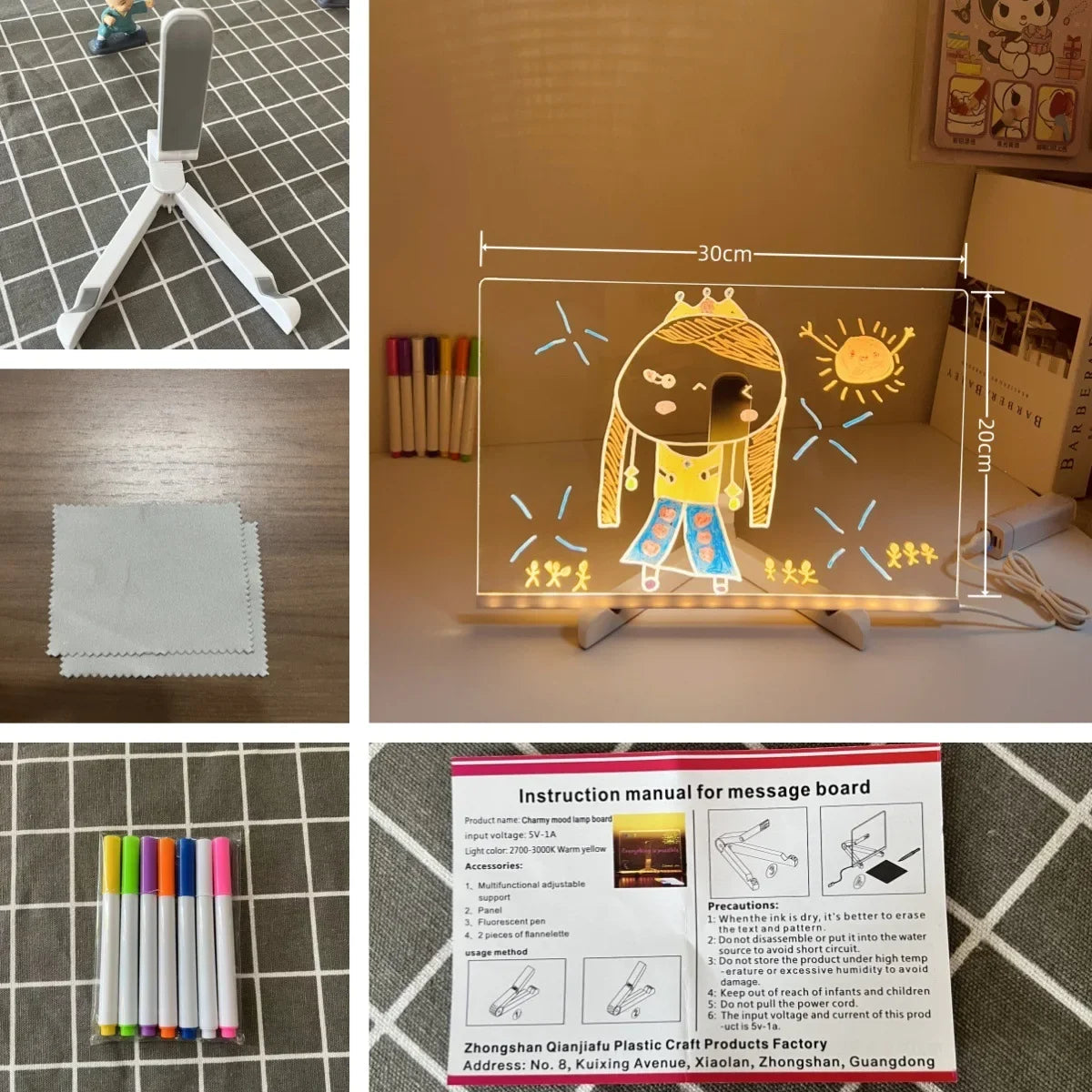 LED Message Board Night Light - 7 Color Glow Acrylic Display for Home, Office & Dorm