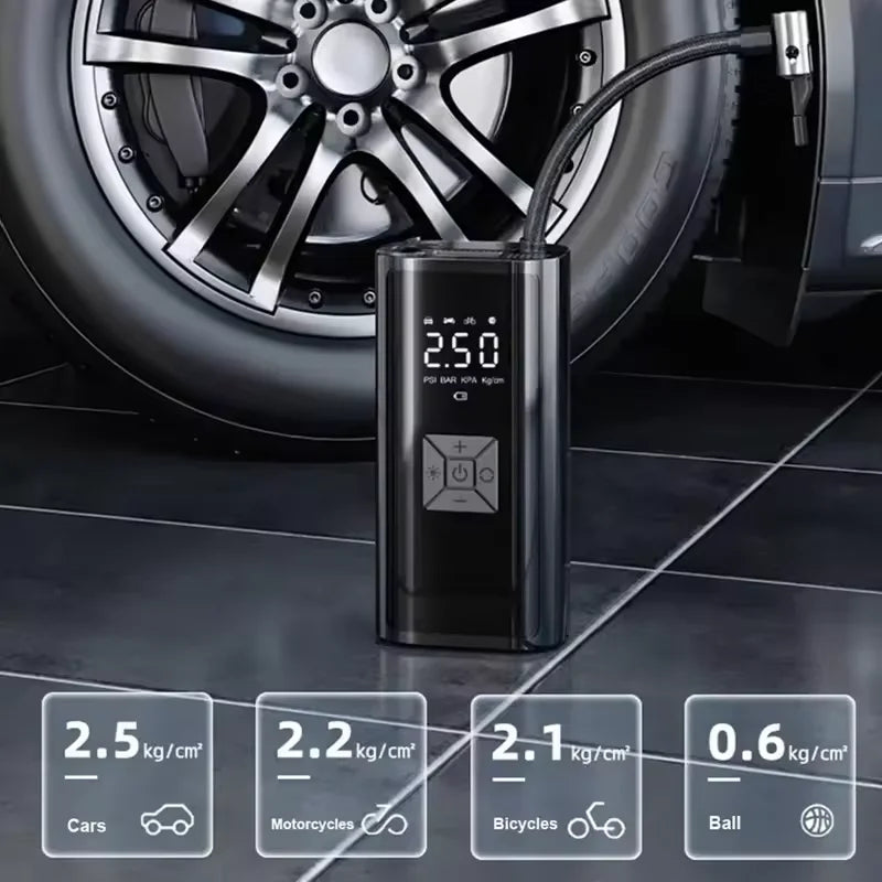 Cordless Air Pump 150 PSI - Portable Tire Inflator for Car, Bike & Sports Equipment