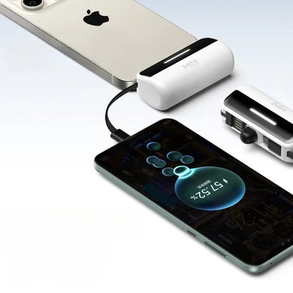 5000mAh Fast Charging Power Bank - Portable Charger with Built-In USB-C Cable for All Phones