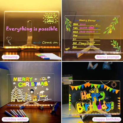 LED Message Board Night Light - 7 Color Glow Acrylic Display for Home, Office & Dorm