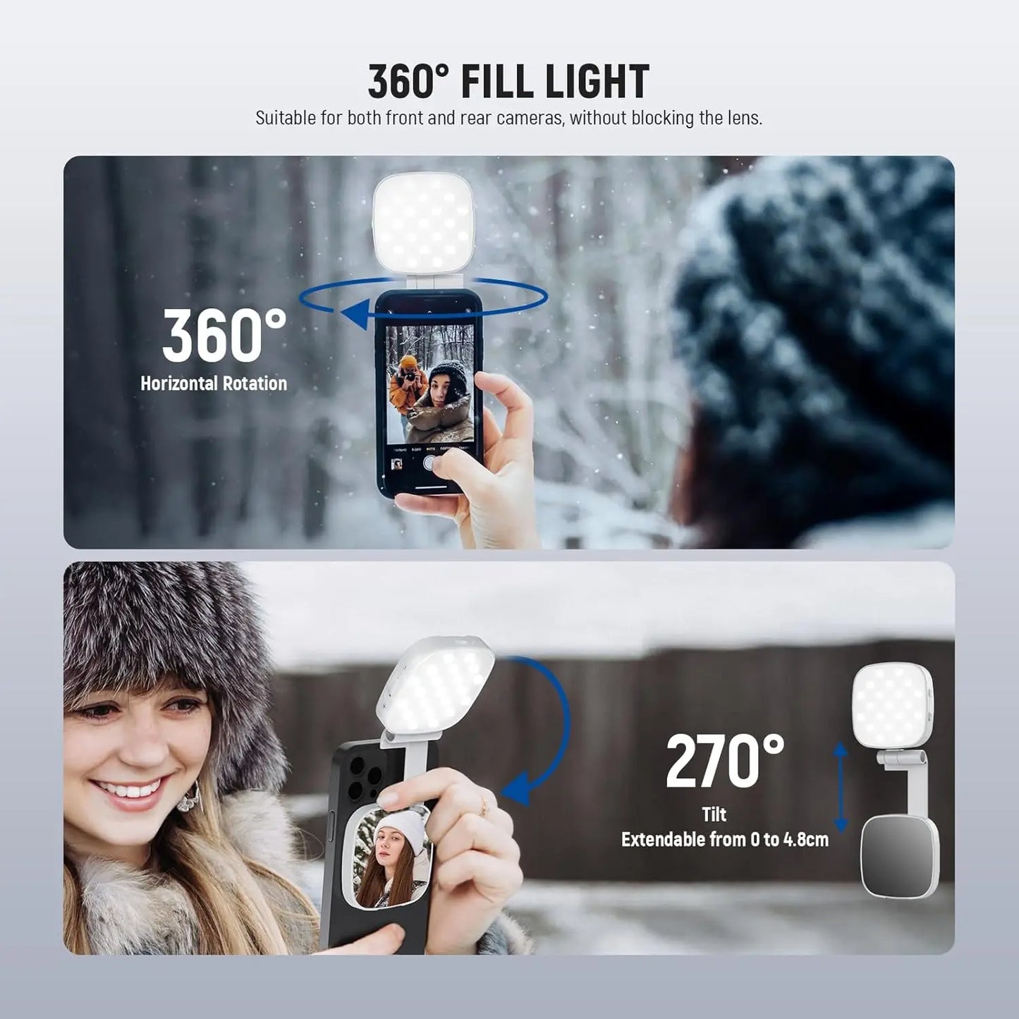 MagSafe Ring Light for iPhone - Magnetic Selfie Light with Mirror & Stand for Photos & Video
