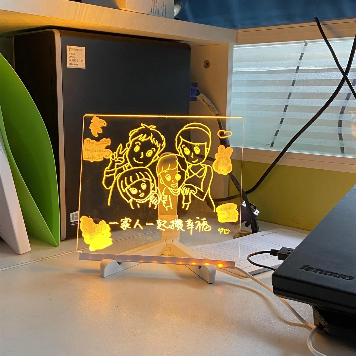 LED Message Board Night Light - 7 Color Glow Acrylic Display for Home, Office & Dorm