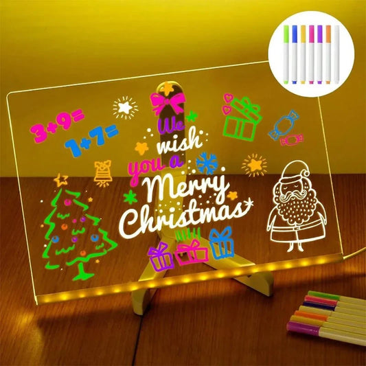 LED Message Board Night Light - 7 Color Glow Acrylic Display for Home, Office & Dorm