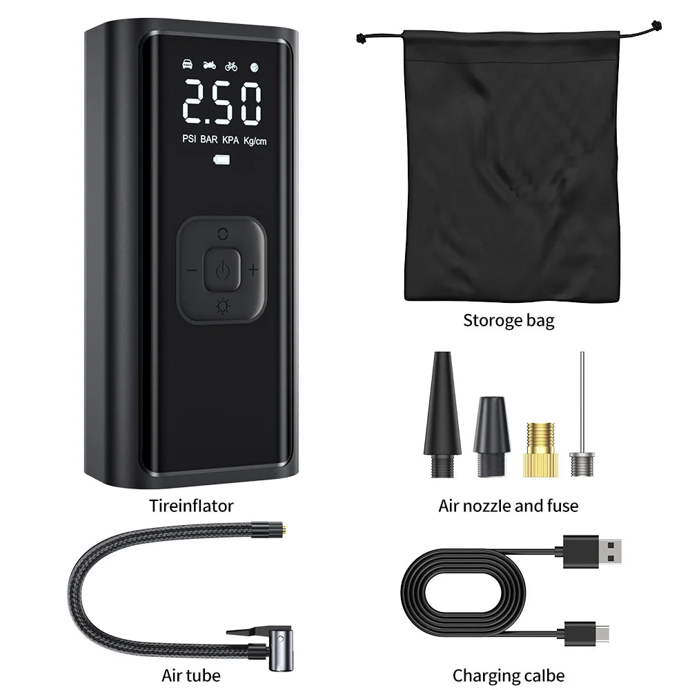 Cordless Air Pump 150 PSI - Portable Tire Inflator for Car, Bike & Sports Equipment