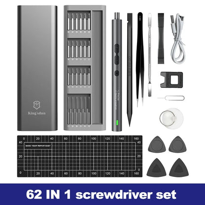 Professional 62-in-1 Electric Screwdriver Kit - Cordless Precision Tool for Electronics Repair