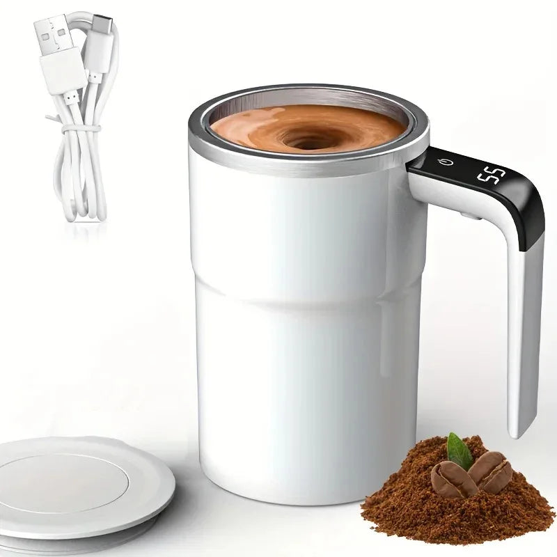 Self-Stirring Coffee Mug with Temperature Display - Auto-Mix Smart Cup Keeps Drinks Perfect