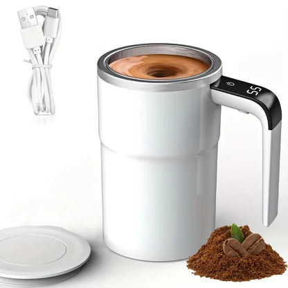 Self-Stirring Coffee Mug with Temperature Display - Auto-Mix Smart Cup Keeps Drinks Perfect