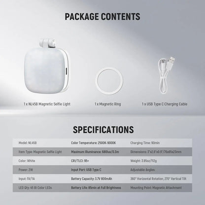 MagSafe Ring Light for iPhone - Magnetic Selfie Light with Mirror & Stand for Photos & Video