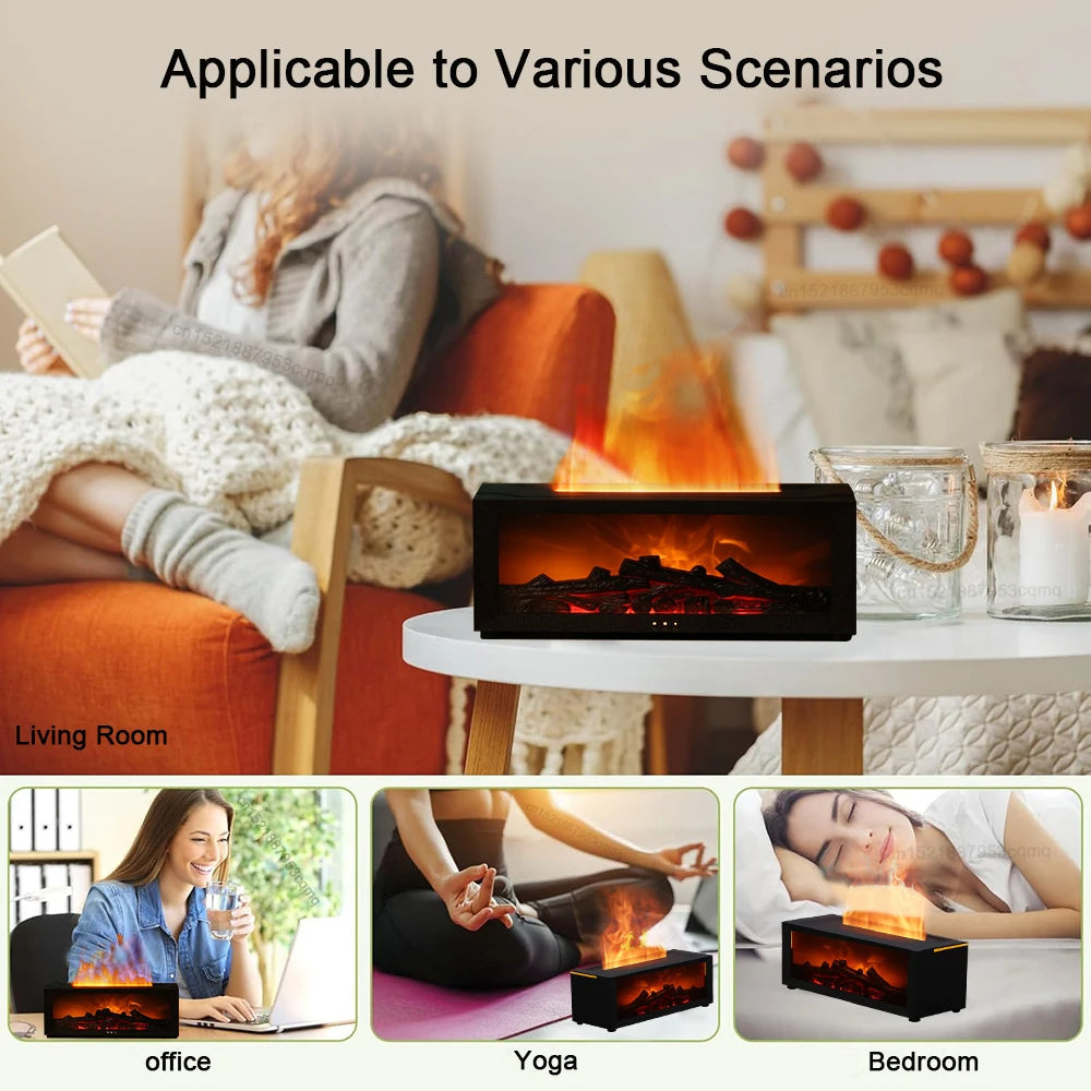 Cozy Glow: 3D Flame Aromatherapy Diffuser & Humidifier with Remote Control