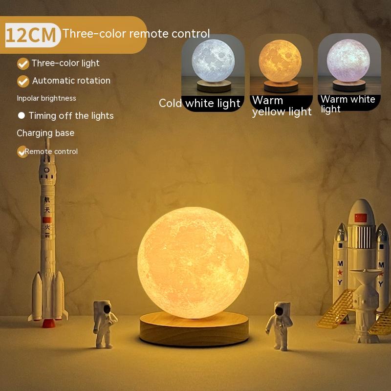 3D Rotating Moon Lamp - Magnetic Floating Effect Night Light