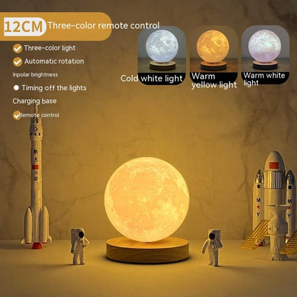 3D Rotating Moon Lamp - Magnetic Floating Effect Night Light