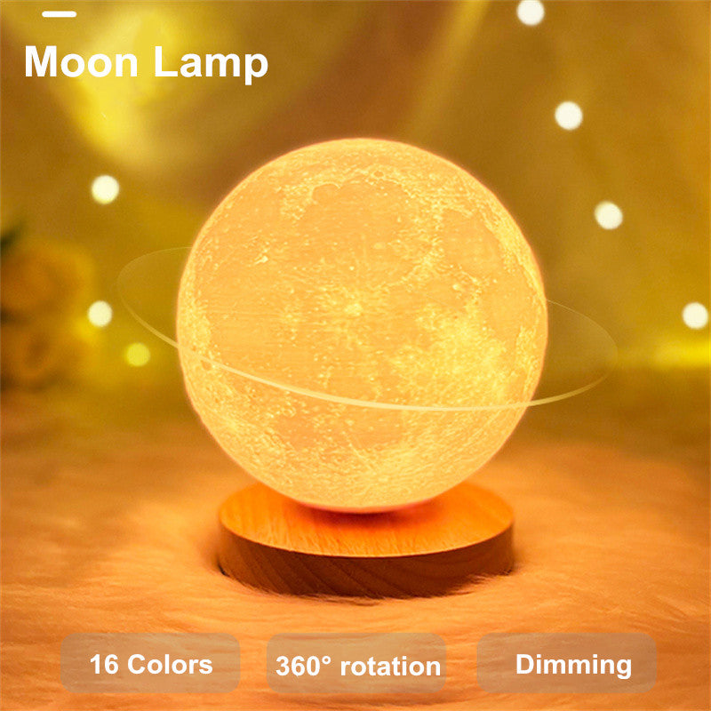 3D Rotating Moon Lamp - Magnetic Floating Effect Night Light