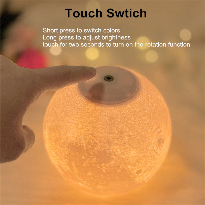 3D Rotating Moon Lamp - Magnetic Floating Effect Night Light