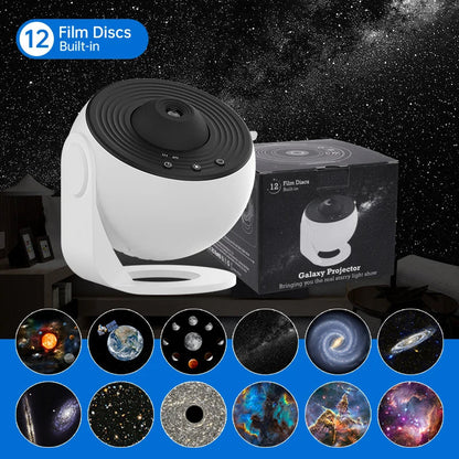 12-in-1 Galaxy Star Light Projector | 360° Rotate Planetarium Lamp for Kids & Adults